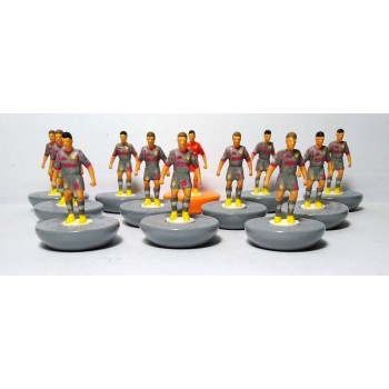 Subbuteo Andrew Table Soccer Leeds United 2019-20 away kit on classic Hasbro Subbuteo bases